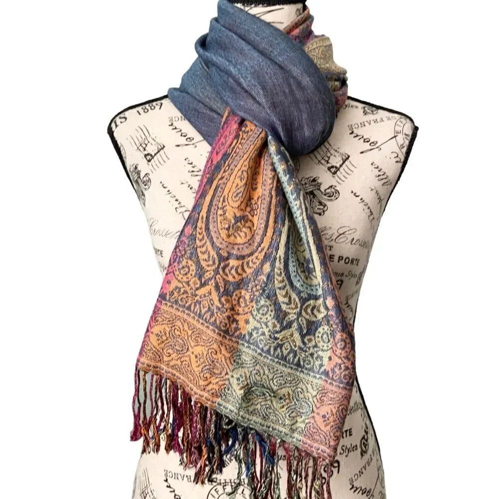 Paisley Print Colorful Scarf/Cover-ups in One Size